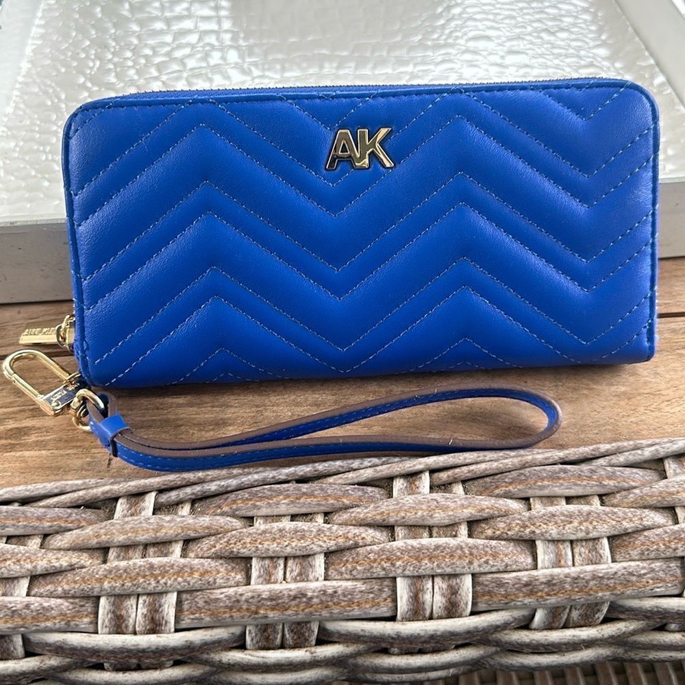 Anne Klein Blue Quilted Wristlet